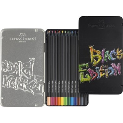 Materiais Belas Artes - Estojo metal 12 lápis color Black Edition Faber Castell | totenart.com