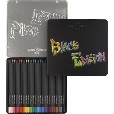 Materiais Belas Artes - Estojo metal 24 lápis color Black Edition Faber Castell | totenart.com