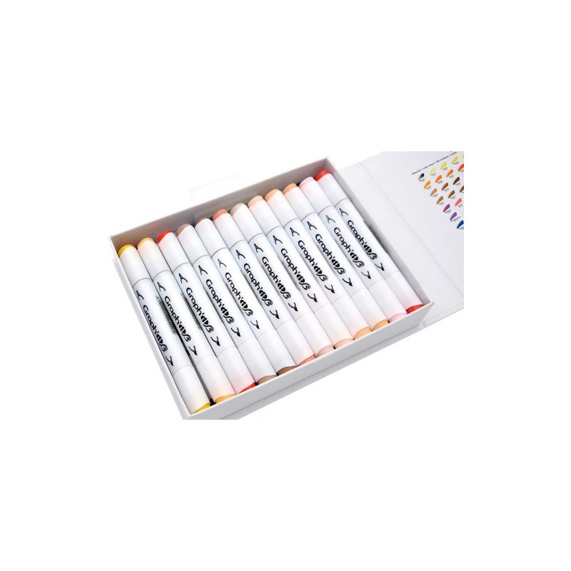 Materiais Belas Artes - Caixa 24 Marcadores de ponta dupla, cores comics, Graph\'it | totenart.com