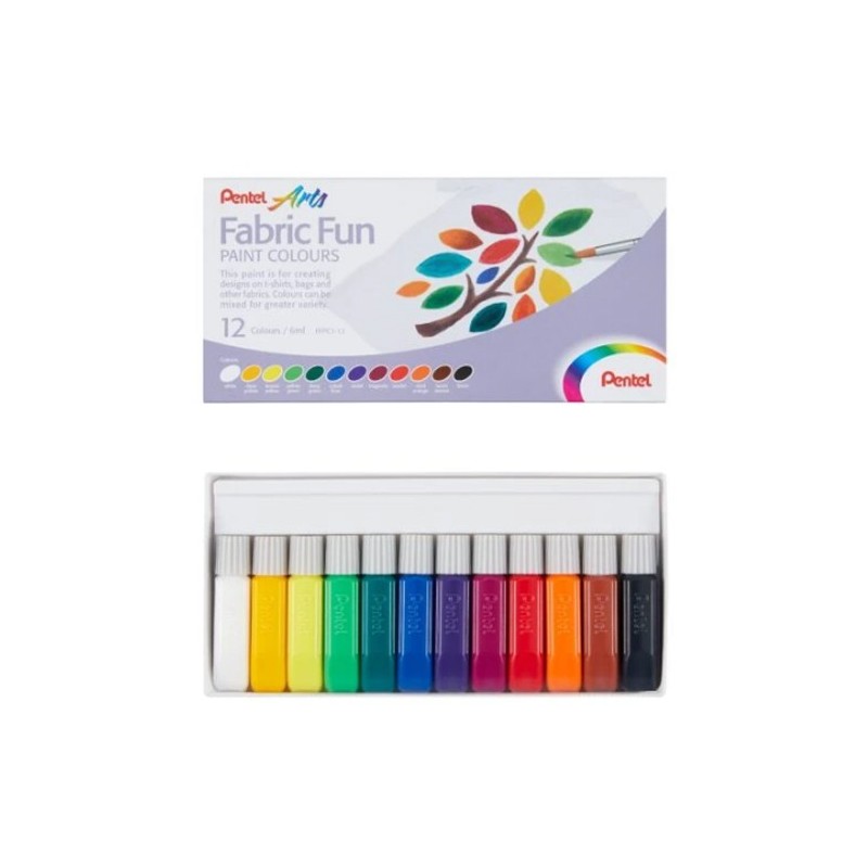 Materiais Belas Artes - Fabric Fun Pentel Tinta líquida para tecido set de 12 | totenart.com