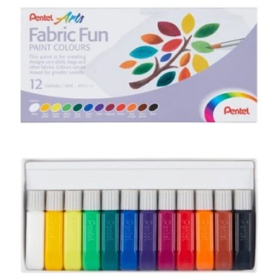 Materiais Belas Artes - Fabric Fun Pentel Tinta líquida para tecido set de 12 | totenart.com