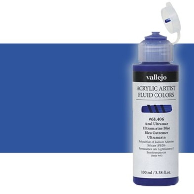 Materiais Belas Artes - Acrílico Fluido Vallejo 406, azul ultramarino, 100 ml. | totenart.com
