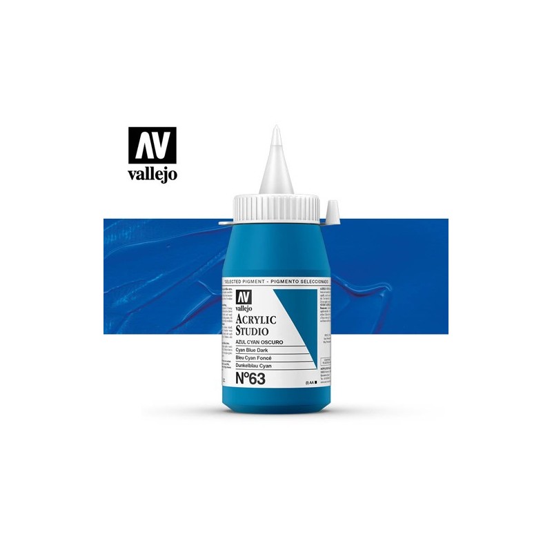 Materiais Belas Artes - Acrilico Vallejo, Azul Cyan Escuro, 500 ml. | totenart.com