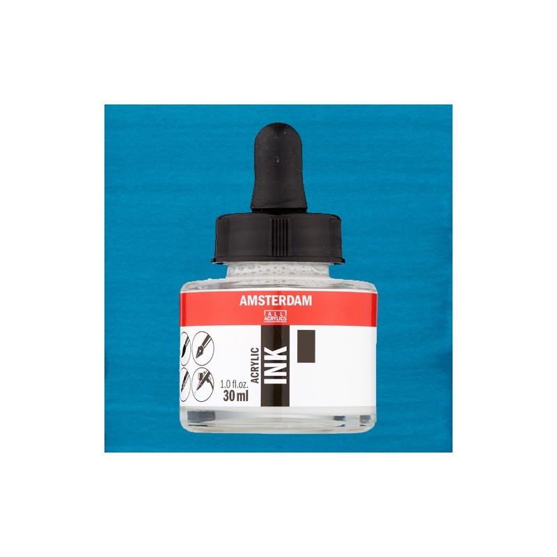 Materiais Belas Artes - Tinta Acrílica Azul Turquesa 522 Amsterdam (30ml.) | totenart.com