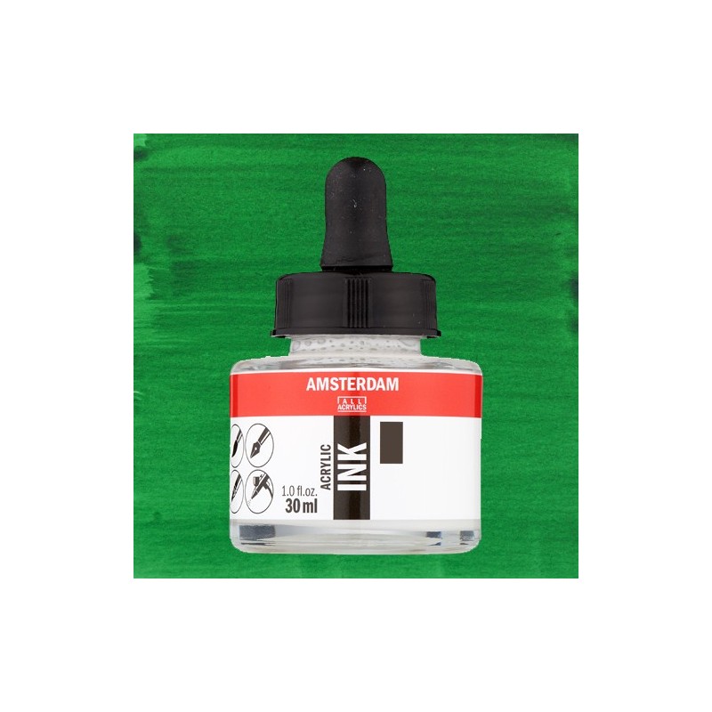 Materiais Belas Artes - Tinta Acrílica Verde Permanente Escuro 619 Amsterdam (30ml.) | totenart.com
