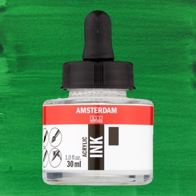 Materiais Belas Artes - Tinta Acrílica Verde Permanente Escuro 619 Amsterdam (30ml.) | totenart.com