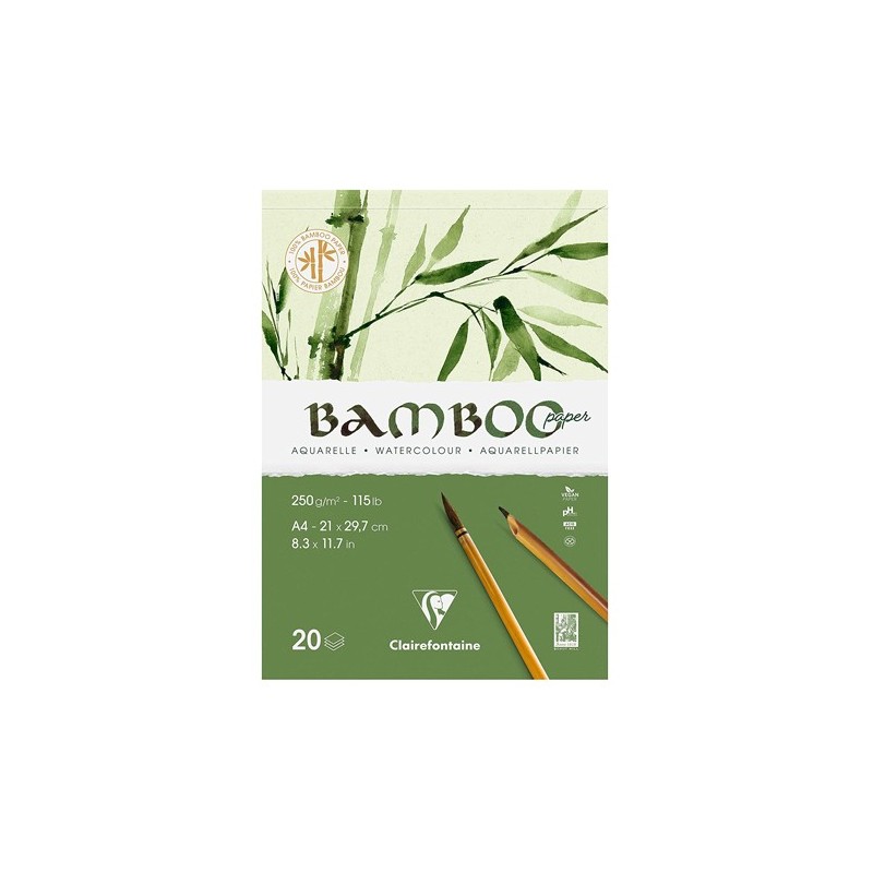 Materiais Belas Artes - Bloco Bamboo Aquarela 21x29,7 cm (A4). 250 gr. 20 f. Clairefontaine | totenart.com