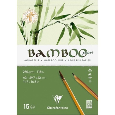 Materiais Belas Artes - Bloco Bamboo Aquarela 29,7x42 cm (A3). 250 gr. 15 f. Clairefontaine | totenart.com