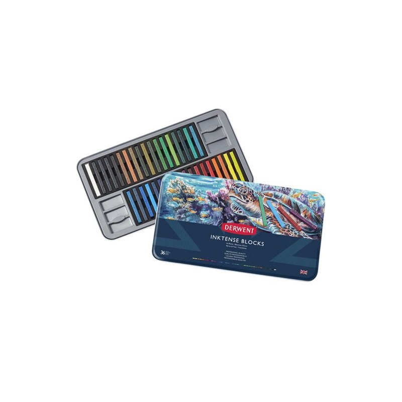 Materiais Belas Artes - Caixa metal varas de tinta Inktense Derwent 36 uds.  | totenart.com
