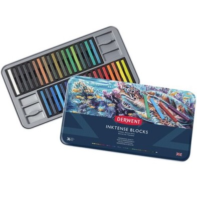 Materiais Belas Artes - Caixa metal varas de tinta Inktense Derwent 36 uds.  | totenart.com