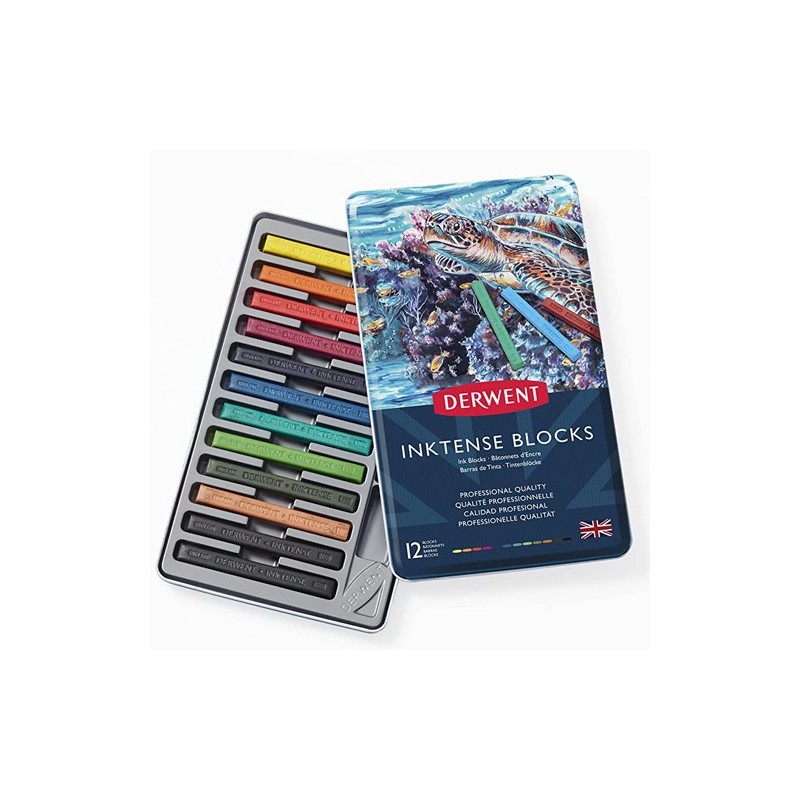 Materiais Belas Artes - Caixa metal varas de tinta Inktense Derwent 12 uds.  | totenart.com