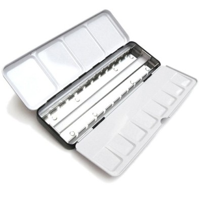 Materiais Belas Artes - Caixa de aguarelas de metal vazia 24 1/2 godetes WN | totenart.com