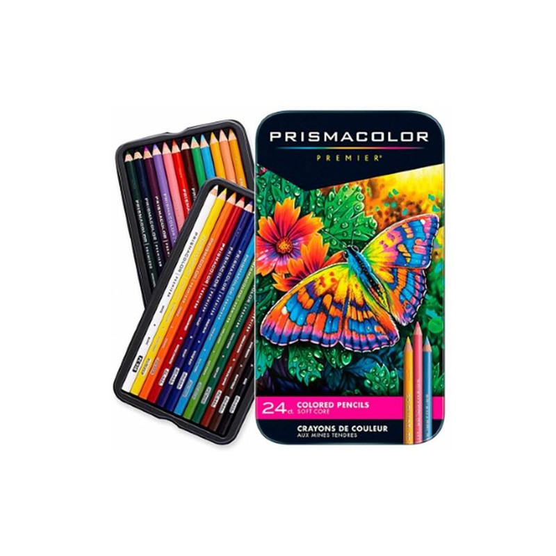 Materiais Belas Artes - Prismacolor Premier caixa de metal 24 lápis de cor | totenart.com