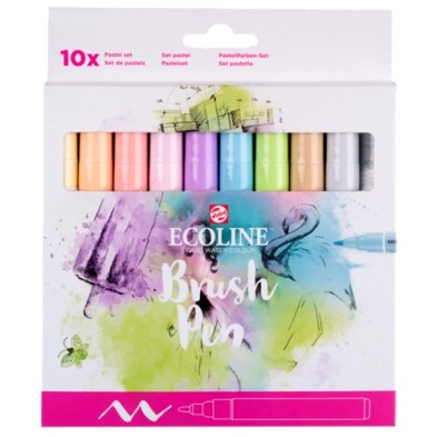 Materiais Belas Artes - Set Marcador Aquarela Ecoline Brush Pen 10 ud PASTEL | totenart.com