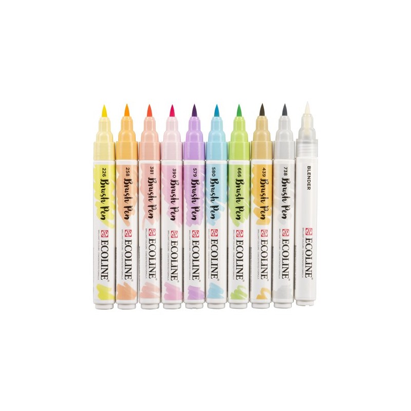 Materiais Belas Artes - Set Marcador Aquarela Ecoline Brush Pen 10 ud PASTEL | totenart.com