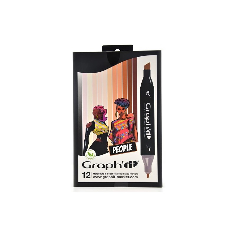 Materiais Belas Artes - Caixa 12 Marcadores de ponta dupla, People, Graph\'it | totenart.com