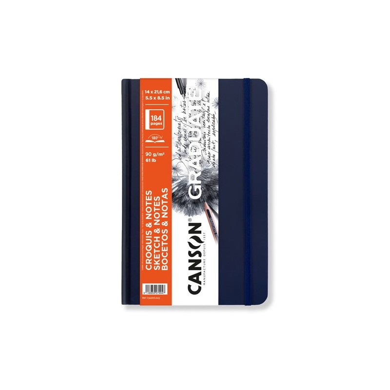 Materiais Belas Artes - Canson Graduate Sketches and Notes Bloco (Capa Dura Azul), 92f., 90 gr., 14x21,6 cm | totenart.com