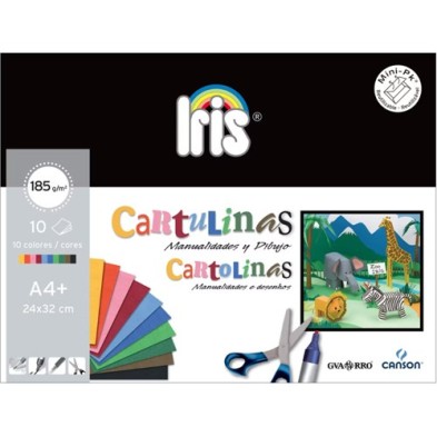 Conjunto de 10 Cartolinas Iris Sortidas 24x32 (A4+) 185gr Canson