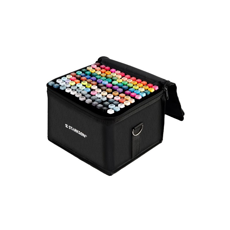 Materiais Belas Artes - Estojo 120 marcadores de álcool de ponta dupla + Bloco | totenart.com