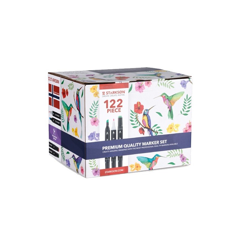 Materiais Belas Artes - Estojo 120 marcadores de álcool de ponta dupla + Bloco | totenart.com