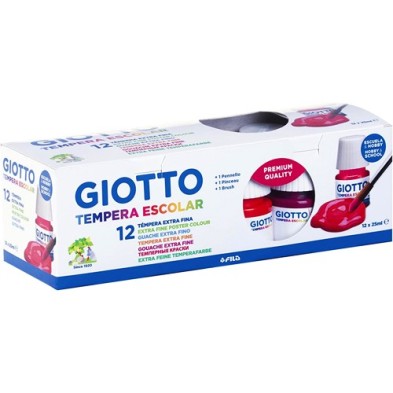 Material Bellas Artes – pintura-y-dibujo - Giotto Tempera 12 potes 25ml + Pincel | totenart.com