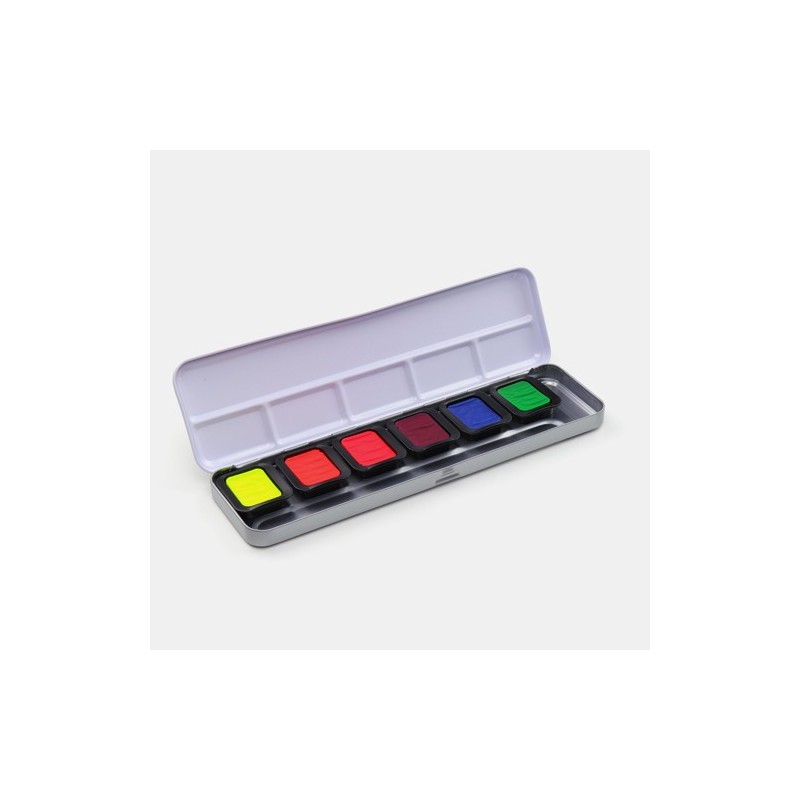 Materiais Belas Artes - Caixa aquarela Finetec Premium 6 cores neon | totenart.com