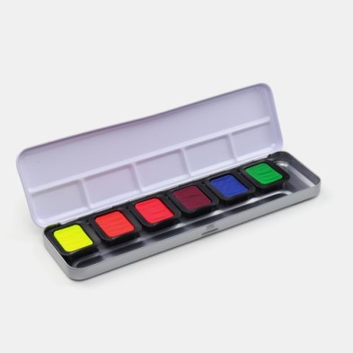 Materiais Belas Artes - Caixa aquarela Finetec Premium 6 cores neon | totenart.com