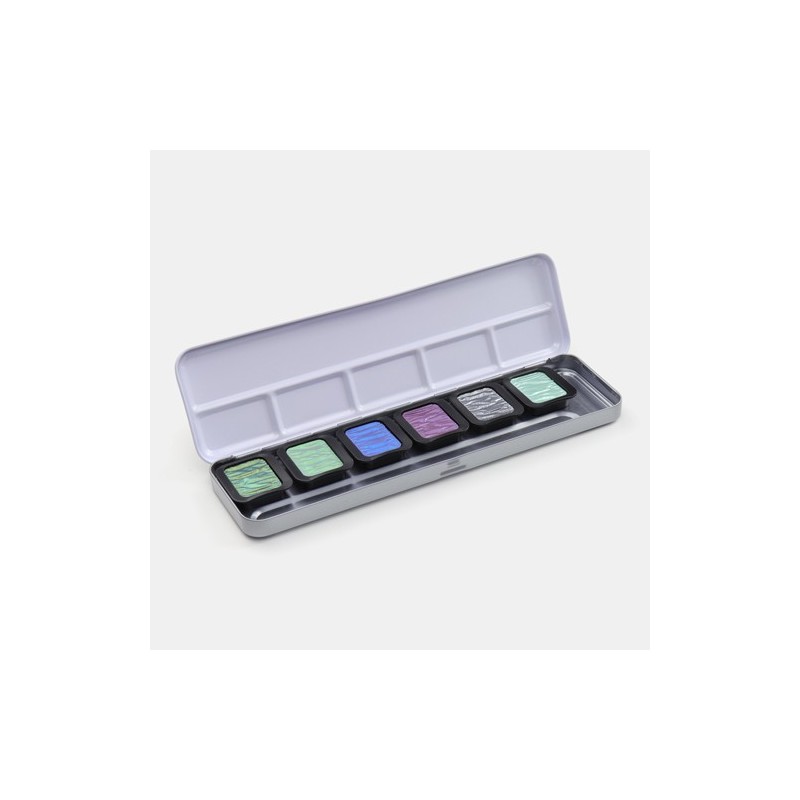 Materiais Belas Artes - Caixa aquarela Finetec Classic 6 cores peroladas \"Cool\" | totenart.com