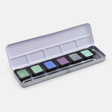 Materiais Belas Artes - Caixa aquarela Finetec Classic 6 cores peroladas \"Cool\" | totenart.com