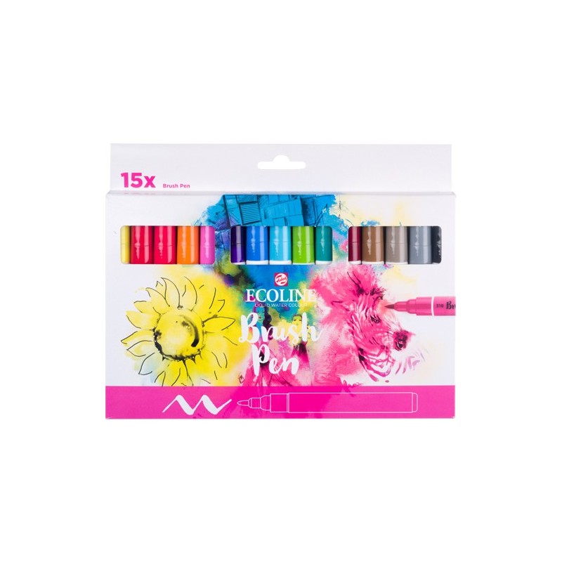 Materiais Belas Artes - Set Marcador Aquarela Ecoline Brush Pen 15 ud | totenart.com