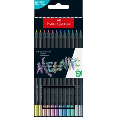 Materiais Belas Artes - Estojo 12 lápis Black Edition Faber Castell Metallic | totenart.com