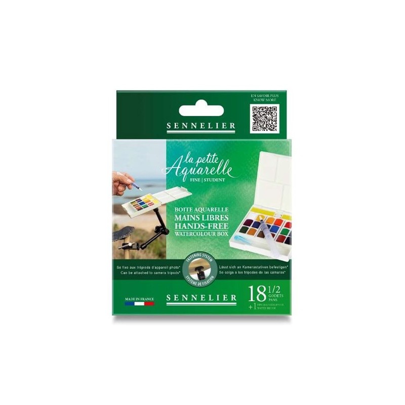 Materiais Belas Artes - Caixa de aquarela Hands-Free, La Petite Aquarelle, Sennelier, 18 1/2 godets | totenart.com