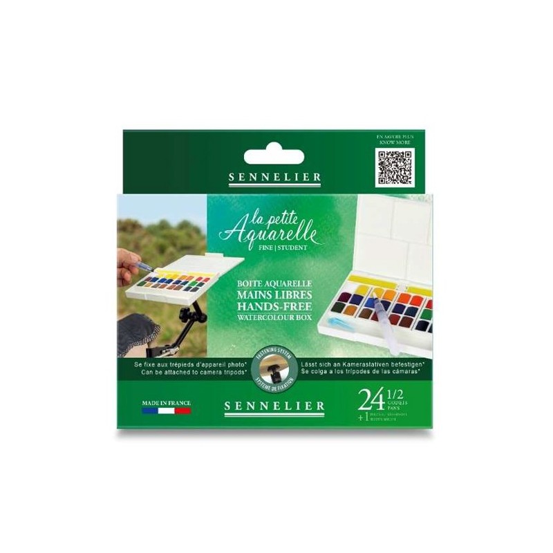 Materiais Belas Artes - Caixa de aquarela Hands-Free, La Petite Aquarelle, Sennelier, 24 1/2 godets | totenart.com