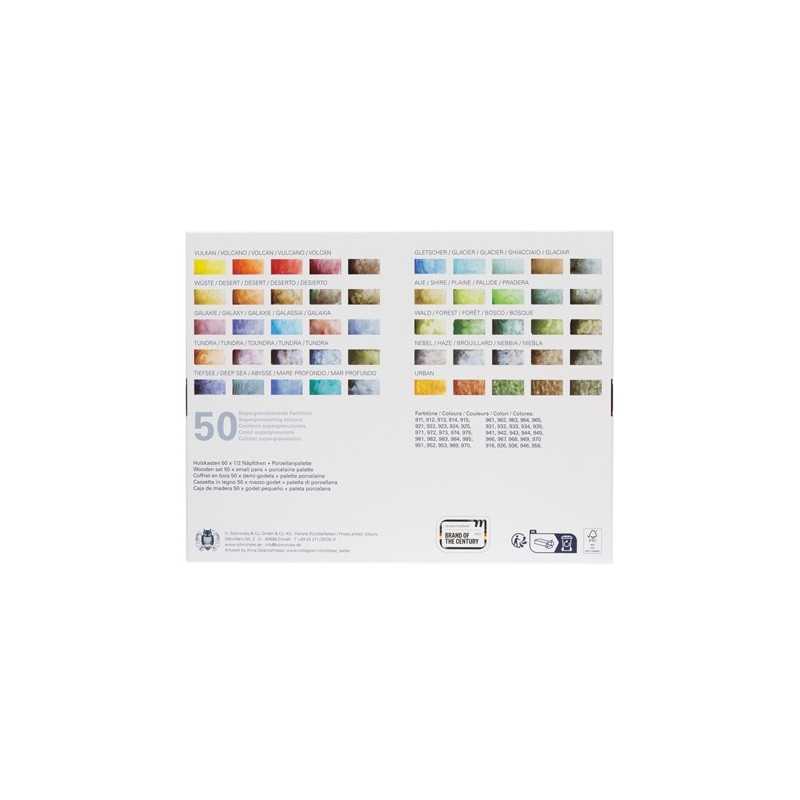 Materiais Belas Artes - Caixa madeira aquarelas Schmincke Horadam 50 1/2 Godets  | totenart.com