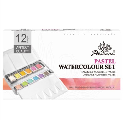 Materiais Belas Artes - Caixa metalica 12 Aquarela Phoenix 1/2 godets, pastel | totenart.com