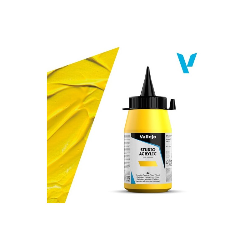 Materiais Belas Artes - Acrilico Vallejo, Amarelo Cadmio Palido (tono), 500ml | totenart.com