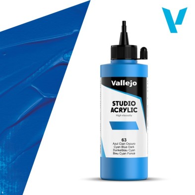 Materiais Belas Artes - Acrilico Studio Vallejo, Azul Cyan Escuro, 200 ml | totenart.com