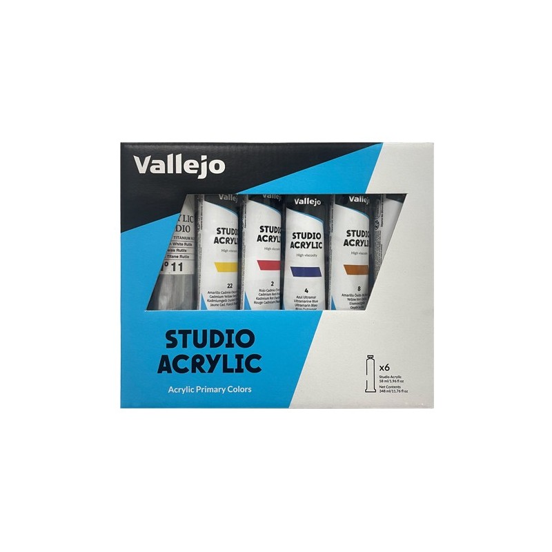 Materiais Belas Artes - Set Acrílico Studio Vallejo 6 cores (58 ml) | totenart.com