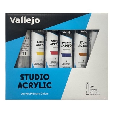 Materiais Belas Artes - Set Acrílico Studio Vallejo 6 cores (58 ml) | totenart.com