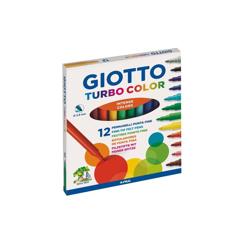 Materiais Belas Artes - Giotto Turbo Color 12 Marcadores | totenart.com