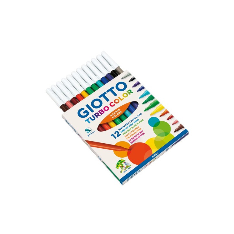 Materiais Belas Artes - Giotto Turbo Color 12 Marcadores | totenart.com