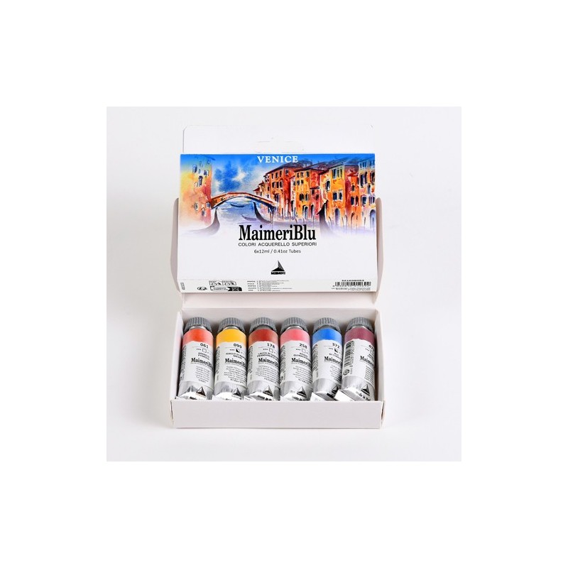 Materiais Belas Artes - Caixa de aquarela MaimeriBlu Venice, 6 tubos de 12 ml | totenart.com