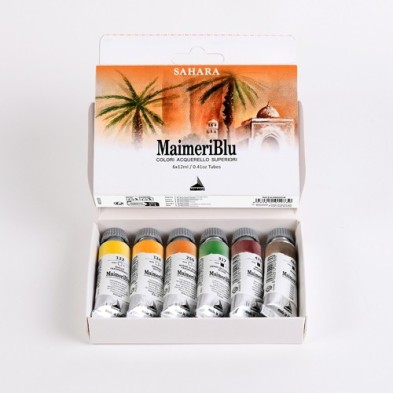 Materiais Belas Artes - Caixa de aquarela MaimeriBlu Sahara, 6 tubos de 12 ml | totenart.com
