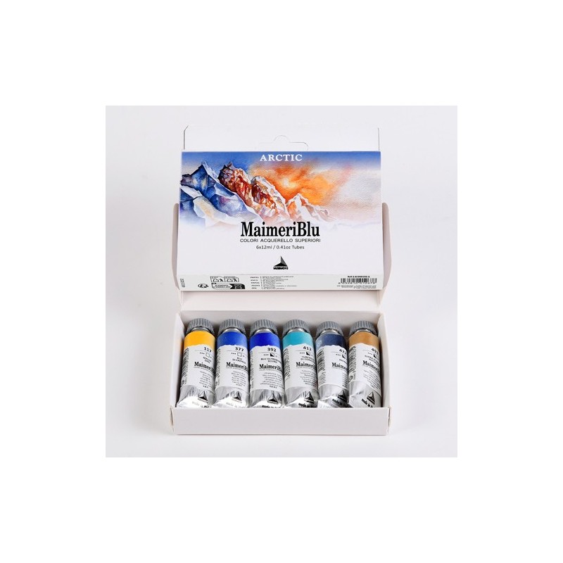 Materiais Belas Artes - Caixa de aquarela MaimeriBlu Arctic, 6 tubos de 12 ml | totenart.com