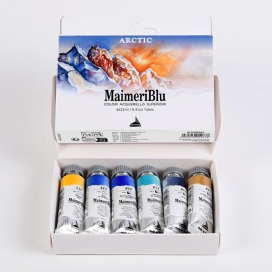 Materiais Belas Artes - Caixa de aquarela MaimeriBlu Arctic, 6 tubos de 12 ml | totenart.com