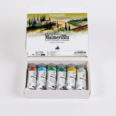Materiais Belas Artes - Caixa de aquarela MaimeriBlu Tuscany, 6 tubos de 12 ml | totenart.com