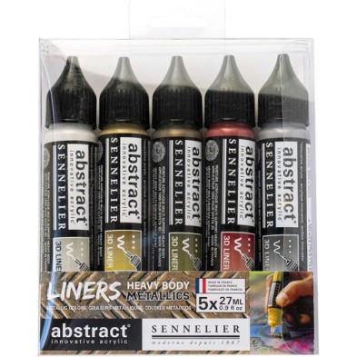 Materiais Belas Artes - Conjunto Liners Heavy Body Abstract, 5 cores metálicas, 27 ml Sennelier | totenart.com