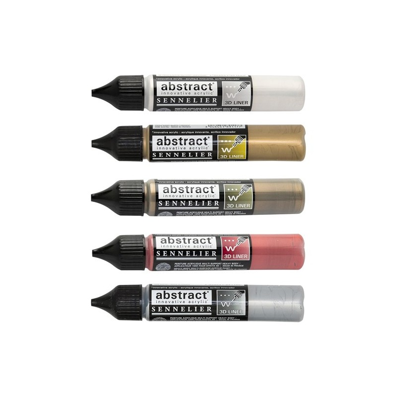 Materiais Belas Artes - Conjunto Liners Heavy Body Abstract, 5 cores metálicas, 27 ml Sennelier | totenart.com