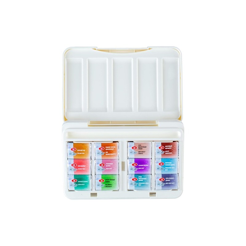 Materiais Belas Artes - Conjunto de 12 godetes \"Granulation and Earth\", caixa de plástico, White Nights | totenart.com