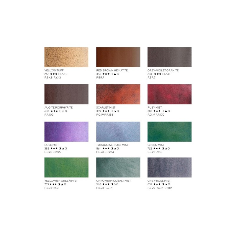 Materiais Belas Artes - Conjunto de 12 godetes \"Granulation and Earth\", caixa de plástico, White Nights | totenart.com